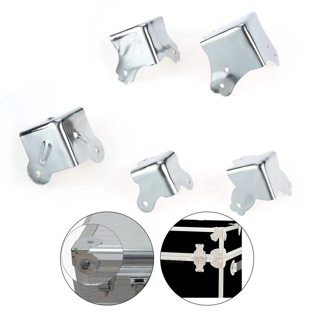 4Pcs Metal Luggage Air Box Aviation Corners Brackets Toolbox Wooden Jewelry Box Iron Angle Brace Corner Edge Protectors Covers