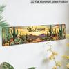 2D Flat 1pc Country Style Welcome Desert Cactus Metal Sign- Aluminum Decorative Sign, 3.93X15.74Inches, Farmhouse and Office Decor, No Electricity