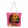 Multifunctional Fairy Tale Style Printed Thick Rope Shoulder Beach Bag Casual Large Capacity Handbag 0106 CLE