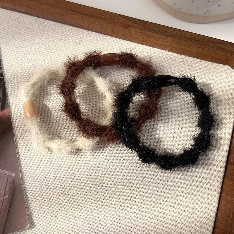 3 stk/sett Elastiske hårbånd for kvinner Gummistrikker Enkle ensfargede hårstrikker Hårtilbehør