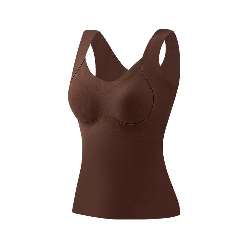 Womens Thermal Vest Built In Bra Braless Heattech Seamless Layering Winter Top