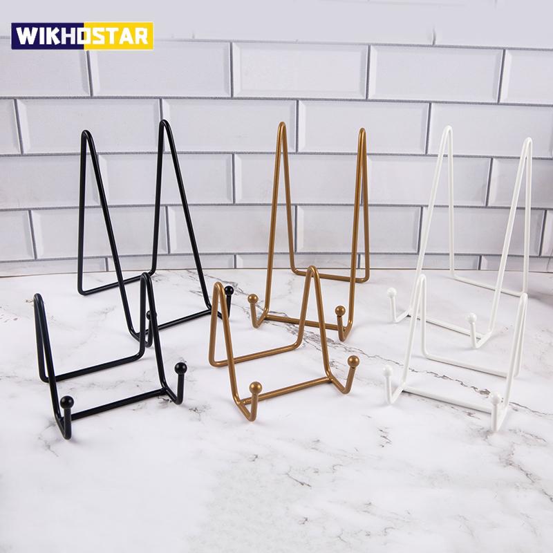 1pc Plate Display Stand Picture Easel Metal Plate Stands Holder Display Pictures Frame Photo Decorative Plate Dish Tabletop Arts
