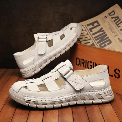 White Summer Men's Sandals Fashionable Breathable Casual Shoes Soft Bottom Outdoor Beach Sandals Roman Slippers Large 47