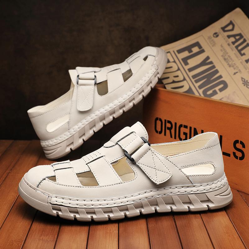 Flat Mens Beach Sandal Handmade Casual Sandals Hot Summer Leather Sandals for Men Outdoor Comfortable Man Roman Shoes Classical