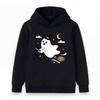Kids Boys Girls Hoodie, Cute Halloween Ghost Witch Broom Print Pullover Sweatshirt, Casual Soft Long Sleeve Hooded Top for Halloween Party Daily Wear