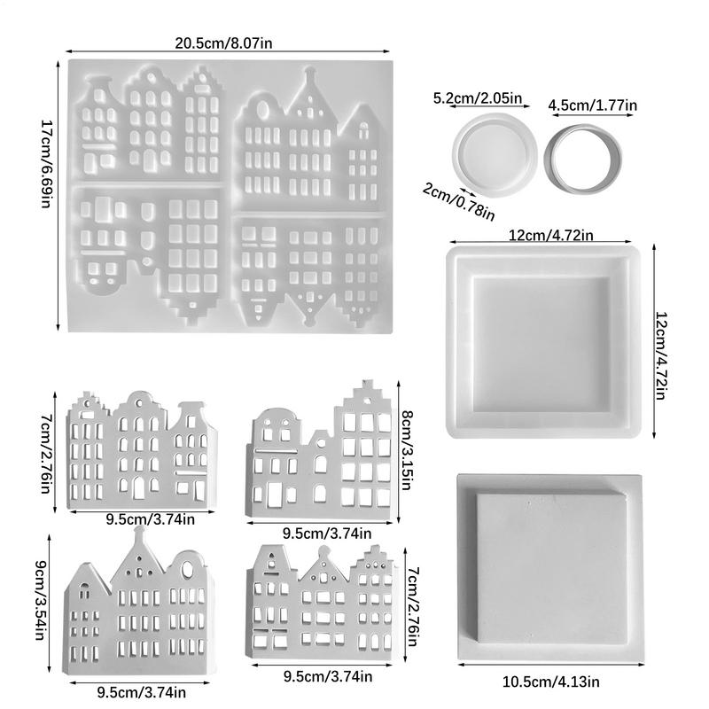 Silicone Candle Holder Mold House Shape Silicone Candle Stand Making Mold Craft Candlestick Molds for Making Epoxy Resin Candles