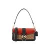 Georgie 27 Studded Color Block Leather Dionysus Bag Women Handbags Red Brown 5605-IMRL7