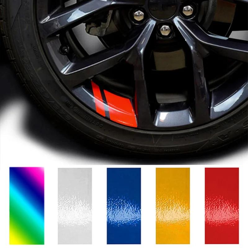 1/4pcs Car Sticker Reflective Car Wheel Rim Vinyl Warning Sticker Mark Stripe Racing Wheel Hub Decals for Decorative Car Sticker