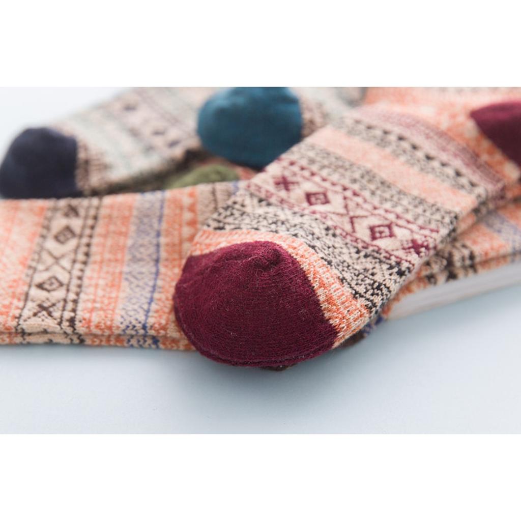 Socks, Plush Socks, Men's, Ethnic Style, Warm Socks, Mid Length Socks, Striped Socks, Coral Fleece Socks