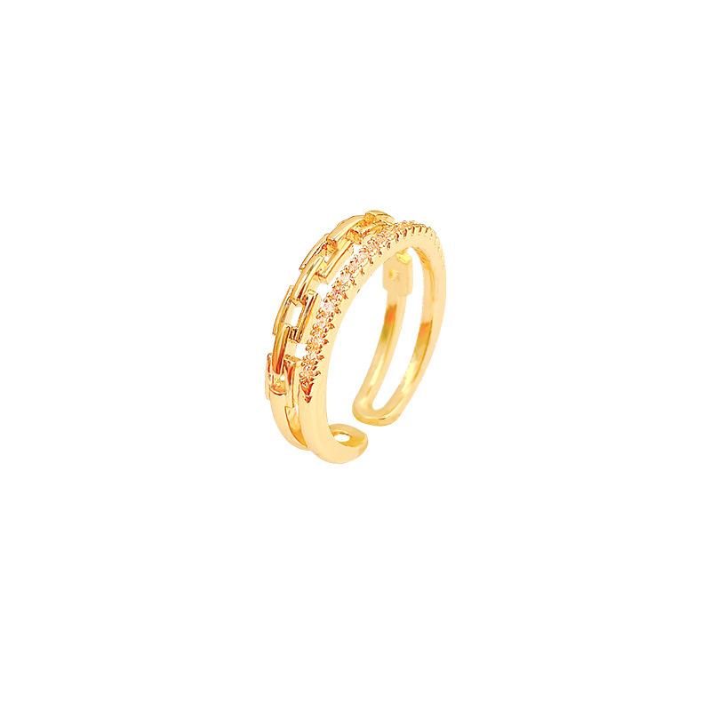 Micro zircon double ring women's light luxury index finger ring Internet celebrity hand