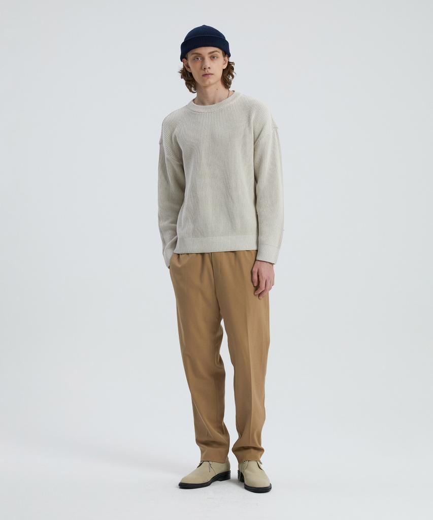 KNITTED Soft Cotton Drop Shoulder Waffle Knit Oatmeal