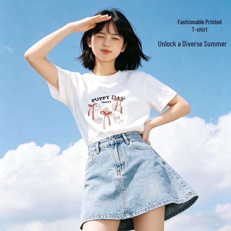 Girls 100% Cotton Floral Short Sleeve T-Shirt 150