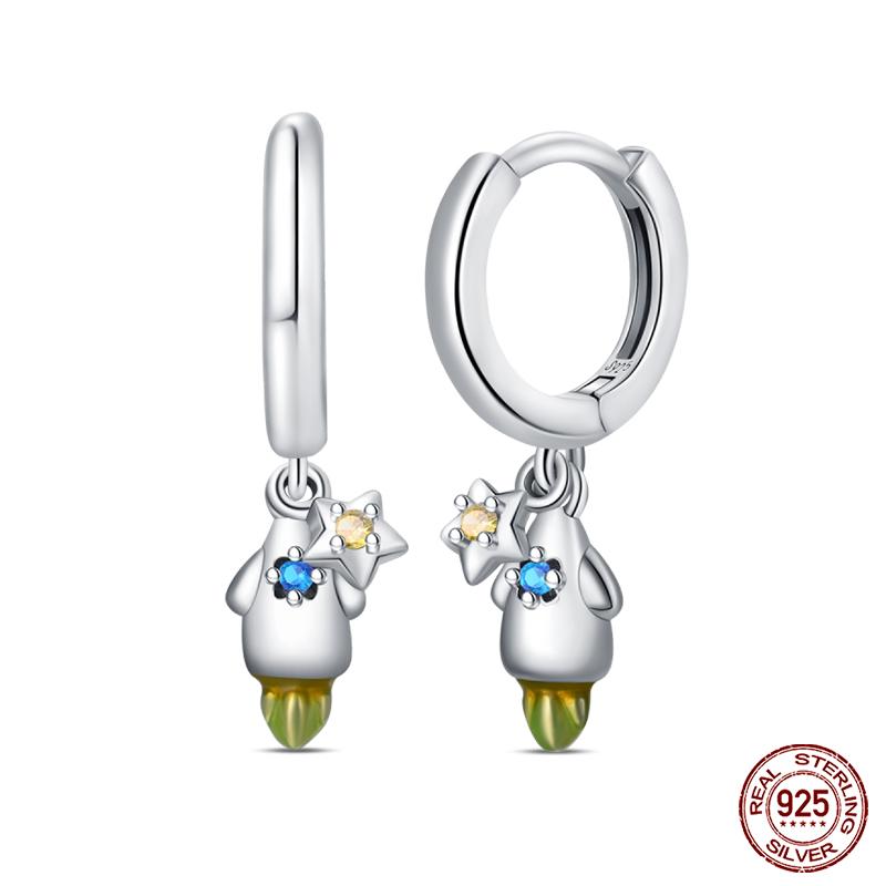 Modische leuchtende Glühwürmchen-Ohrringe 925er Sterlingsilber Lila Schmetterling Welle Fischschwanz Anhänger Ohrringe Feiner Party-Schmuck Geschenke