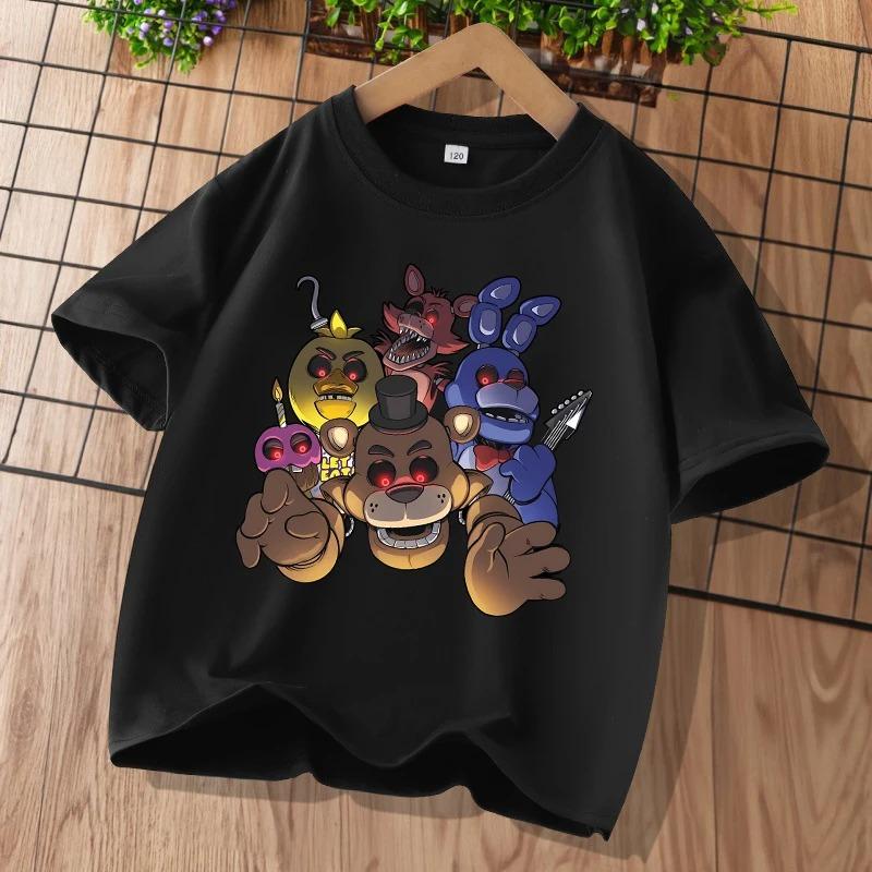Cartoon Five Nights At Freddys Kids T-shirts FNAF Graphic T-shirt Children Casual Sports Tops Short Sleeves Kids Clothing