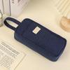 Large Capacity Multifunctional Pencil Case for Middle & High School Students - Solid Color Handheld Stationery Storage Bag