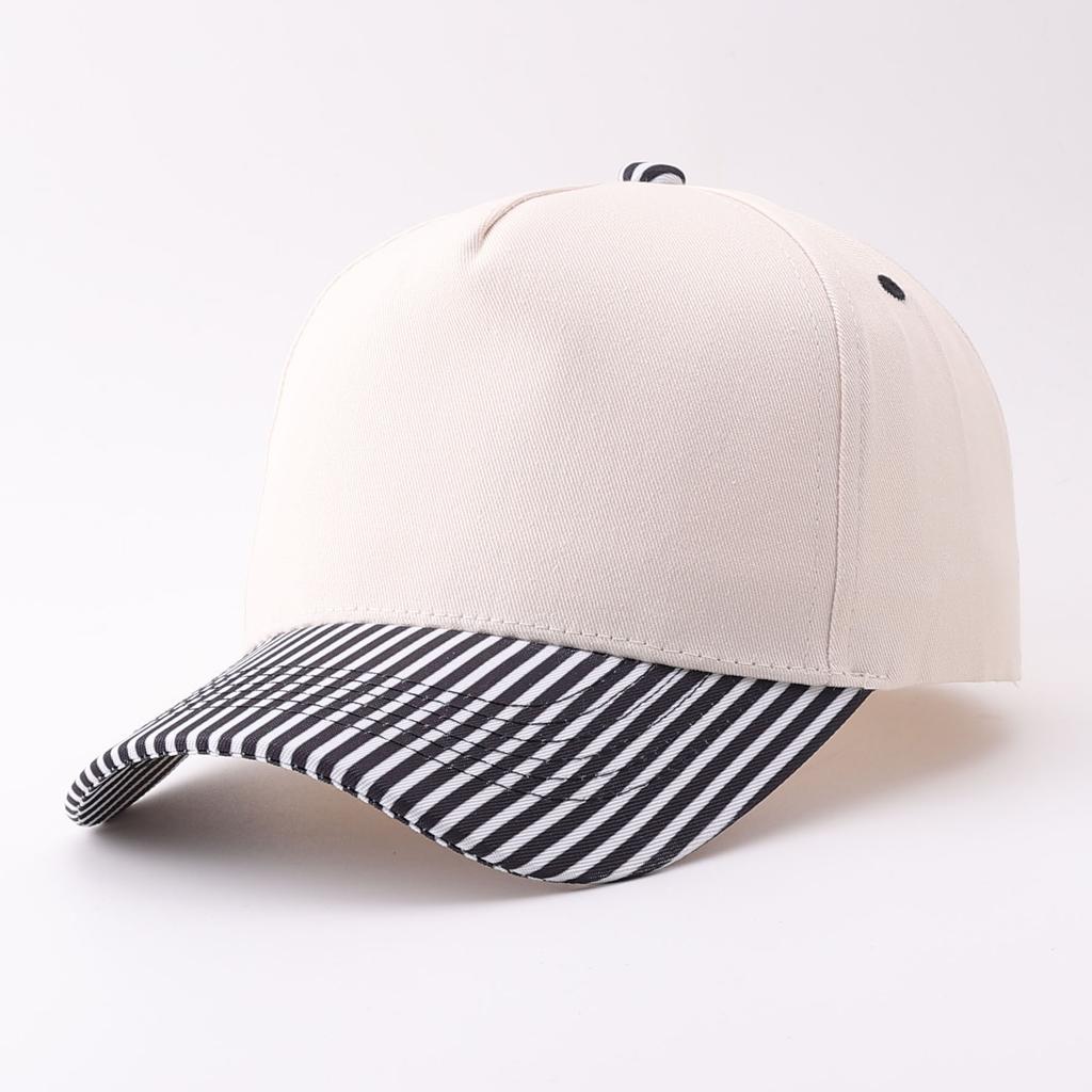 Five-piece Polka Dot Contrasting Baseball Cap, Japanese and Korean Fresh Striped Curved Brim Cap, Spot.