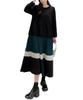Plus Size Loose Long Mixed Dress [Four Leaf] Dress, Fit, Sleeves, Cute, Figure-Contoured, Women's, Warm, Material, Two-Tone, Two-Piece (2XL, Green)