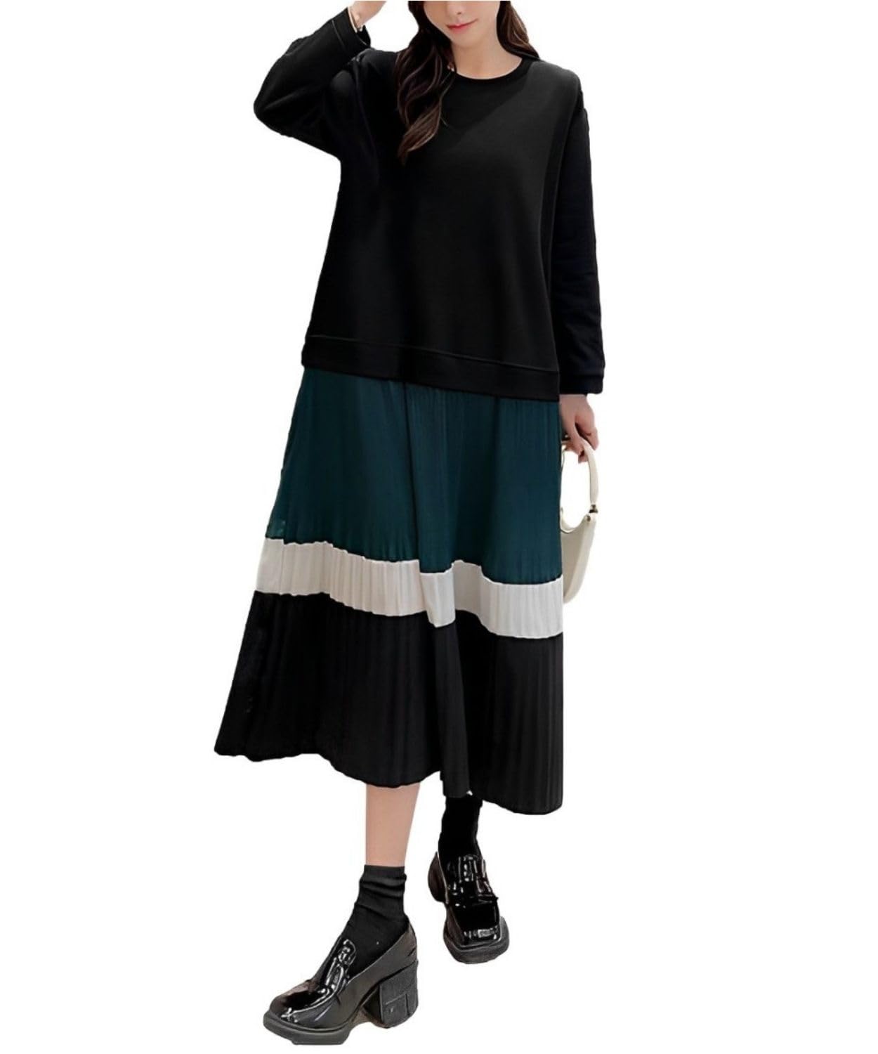 

Свободное длинное платье большого размера [Четыре листа] Платье, Посадка, Рукава, Милое, Подчеркивающее фигуру, Женское, Теплое, Материал, Двухцветное, Двухкомпонентное (2XL, зеленый) зелёный