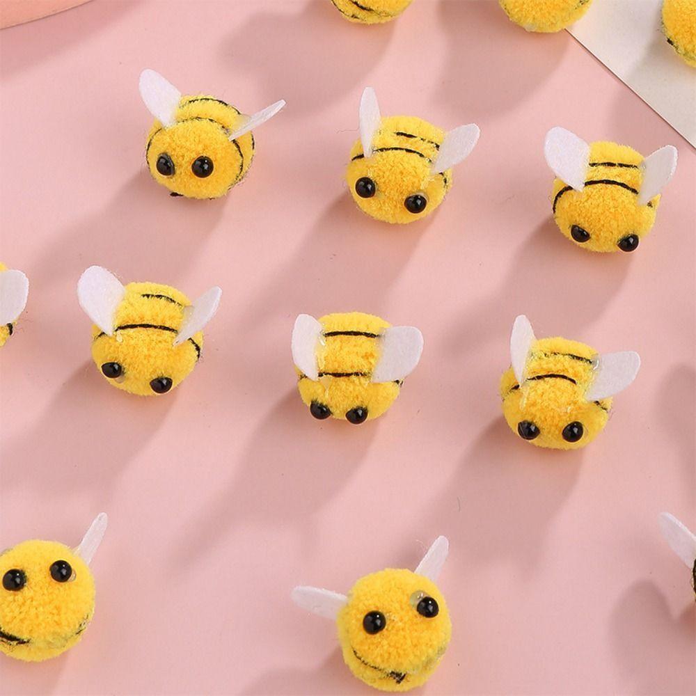 10 Stück DIY Gelber Wollfilz Kleine Biene Filzkugel Kreative Künstliche Bienen Bastelarbeiten Niedliche Mini-Biene Kleidung Dekoration