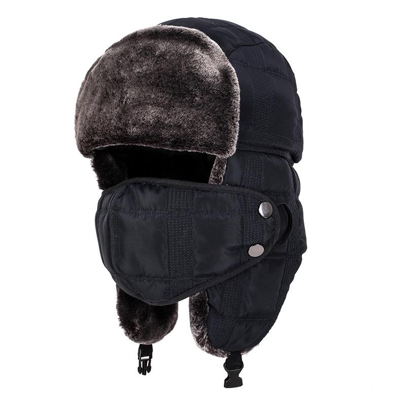 

Зимняя стеганая вышивка женская выцветшая шерстяная набивная утолщенная теплая хлопковая шапка для улицы, для путешествий, для защиты ушей от холода one size fits all тёмно-синий