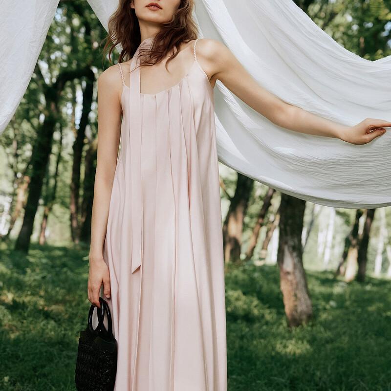 ELLE Textured A-Line Midi Strap Dress XL розовый