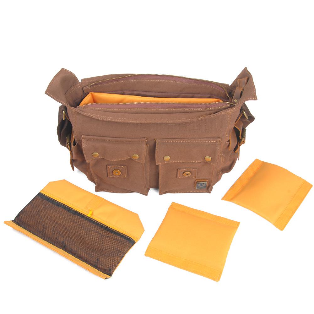 Borsa retrò in tela e pelle bovina per fotocamera DSLR: Custodia Interna Multifunzionale per Uomini e Donne - Fotografia Mirrorless