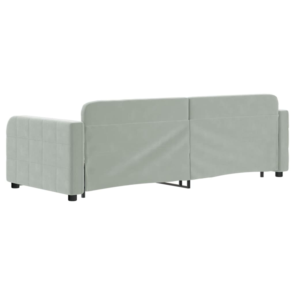 Pull Out Daybed with Drawers Light Grey 80 X 200 Cm Velvet