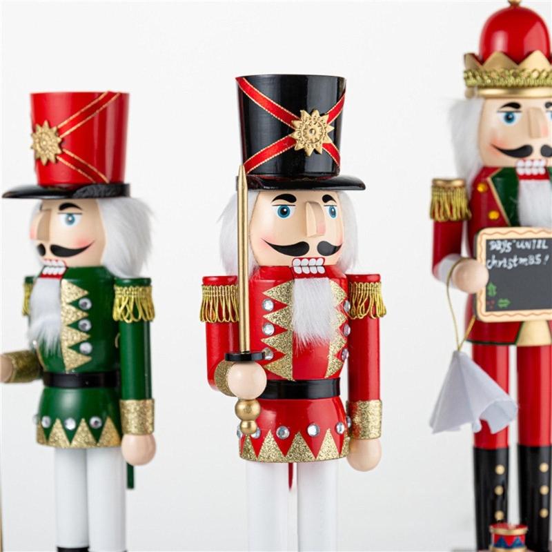 15in Bearer Wooden Christmas Nutcracker King Soldier Figurine Toy Ornaments X3UC