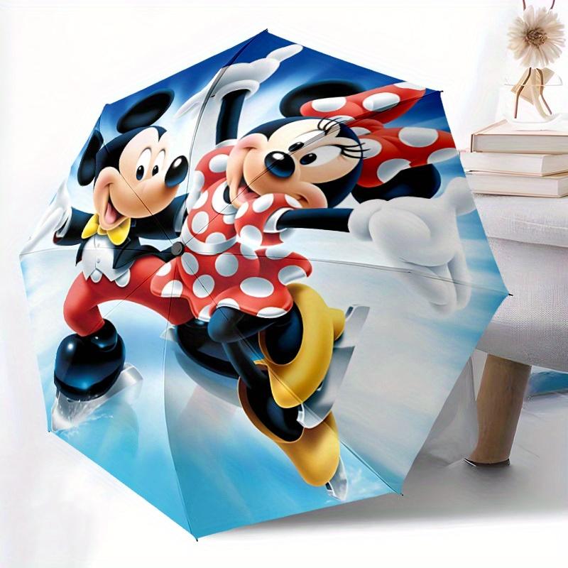 1pc Mickey Mouse, Minnie Mouse Automatic Folding Umbrella, 8-Rib Portable & Foldable Design,  Highqualityy0722019