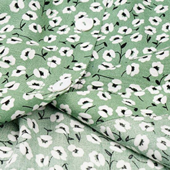 Women Dress Floral Print Breathable Cotton Blend Sexy V-Neck Midi Dress for Beach