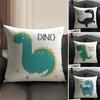 Cute Jurassic Dinosaur Pillow Case Natural Linen Double-Sided Printing Sofa Home Decor Cushion Cover