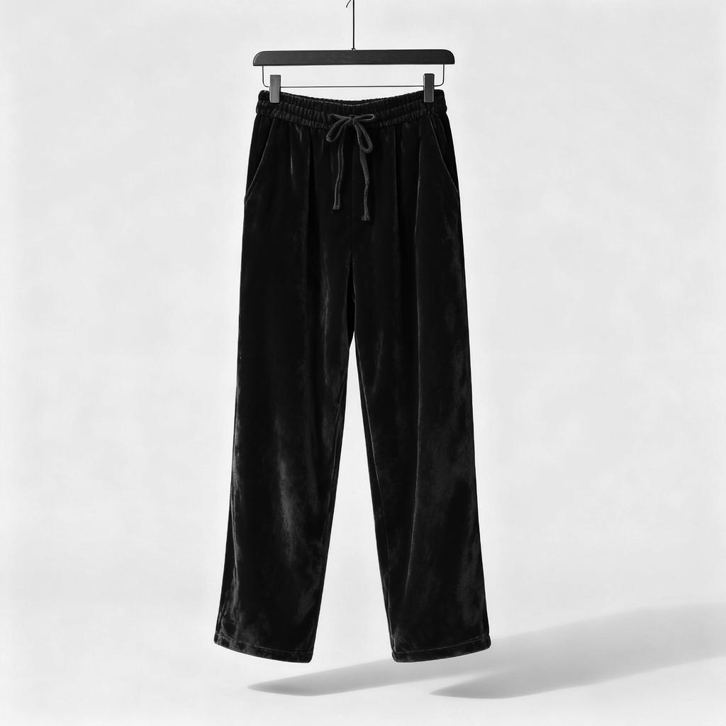Damen Samt Casual Hose Lockerer Schnitt Elastischer Bund Kordelzug Lounge Hose Geeignet für den Alltag und zur Entspannung zu Hause
