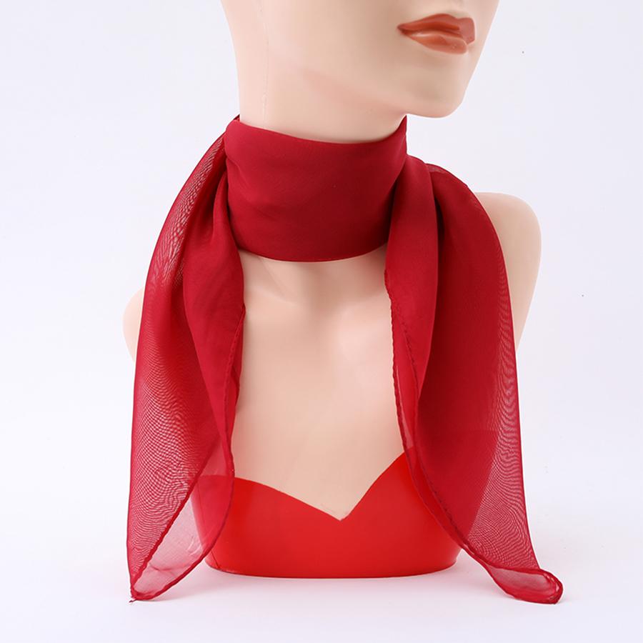 Solid Color Chiffon Small Scarf Women'S Neckerchief 65*65Cm Square Scarf Shawls Female Hair Ties Bands Shawls