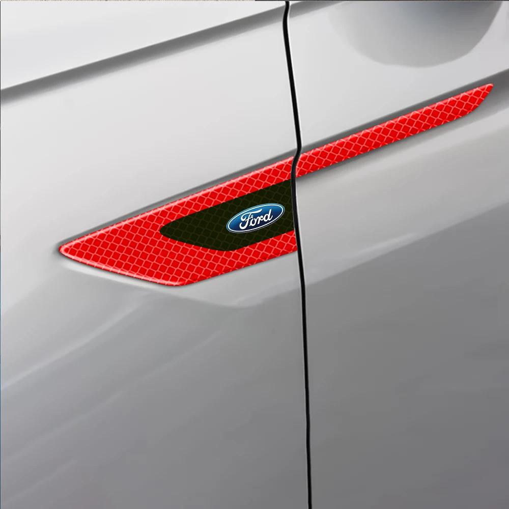 2Pcs Reflective Car Truck Safety Warning Tape Door Fender Bumper Strips Secure Reflector Stickers For Ford Fiesta Mondeo Fusion