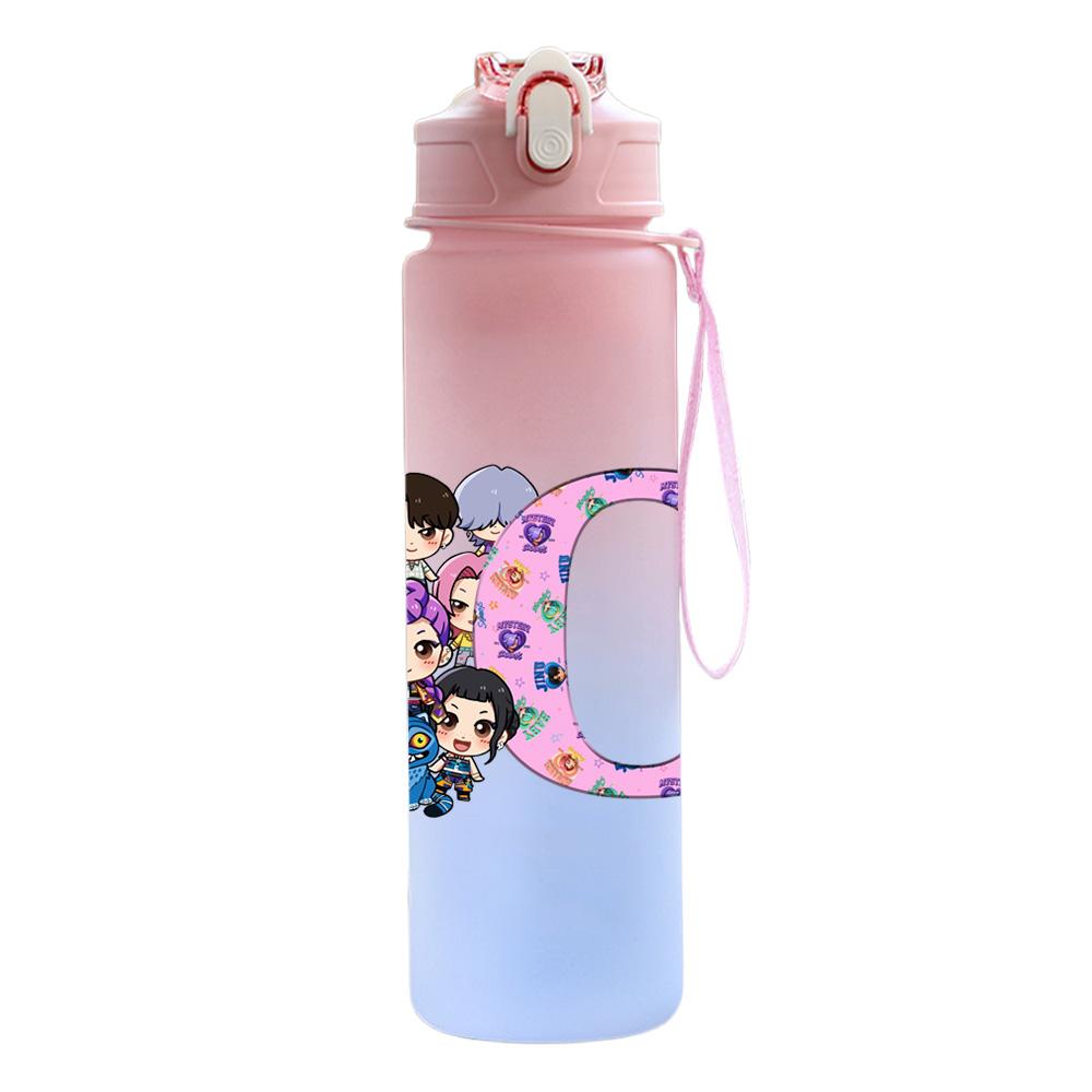 26 English Letter 750Ml Water Bottle K-Pop Demon Hunters Printed Large Capacity Drinking Cup Portable Outdoor Sports Water Cup Children Kid Gift