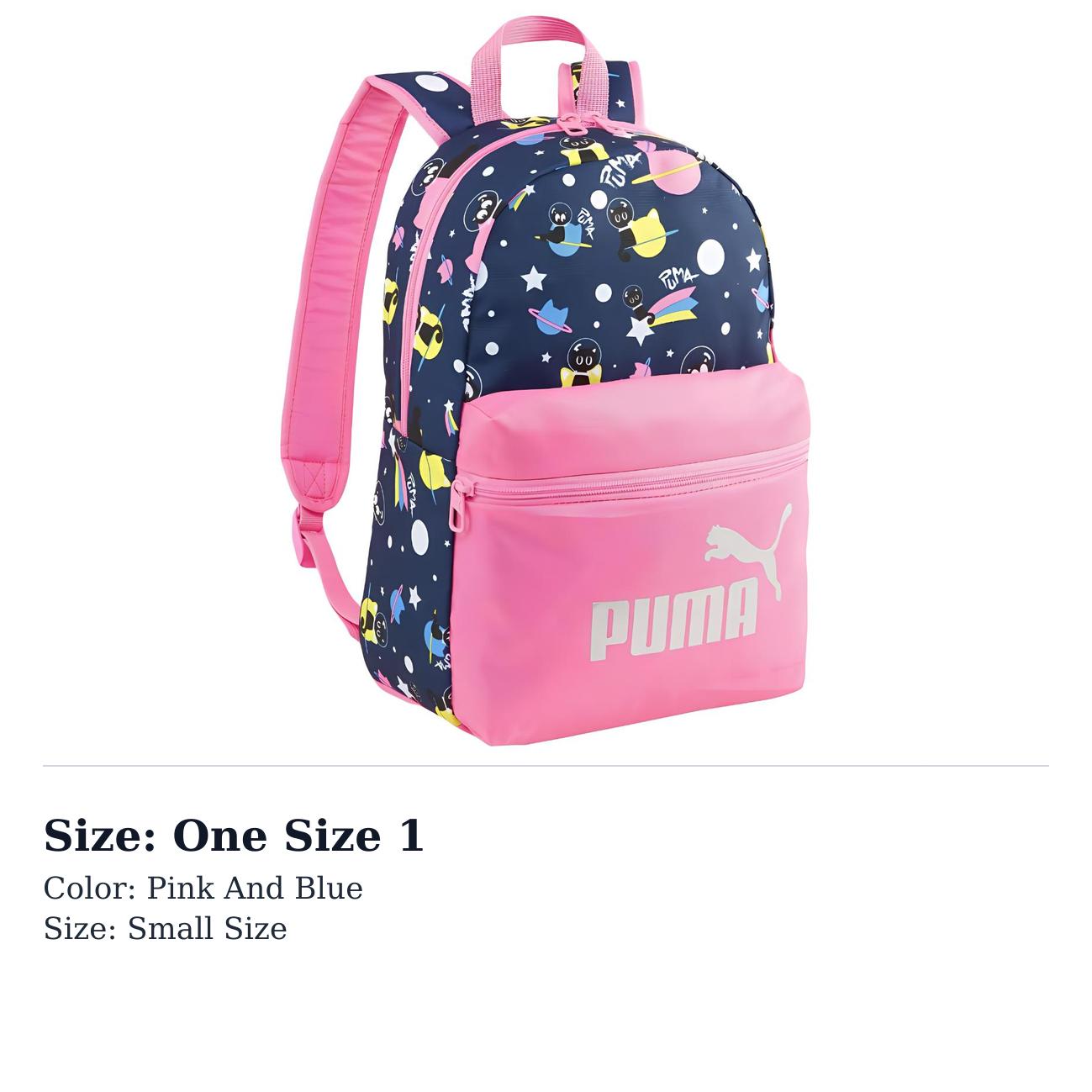 PUMA Phase Fabric Backpack Small Womens Pink Blue 079879-10 One Size 1