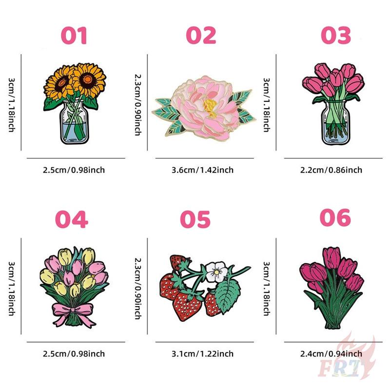 6Pcs/Set Beautiful Flowers. Bouquets Series 01 Brooches - Doodle Enamel Backpack Button Pins Badges