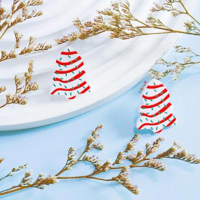 Colorful Enamel Christmas Tree Acrylic Earrings
