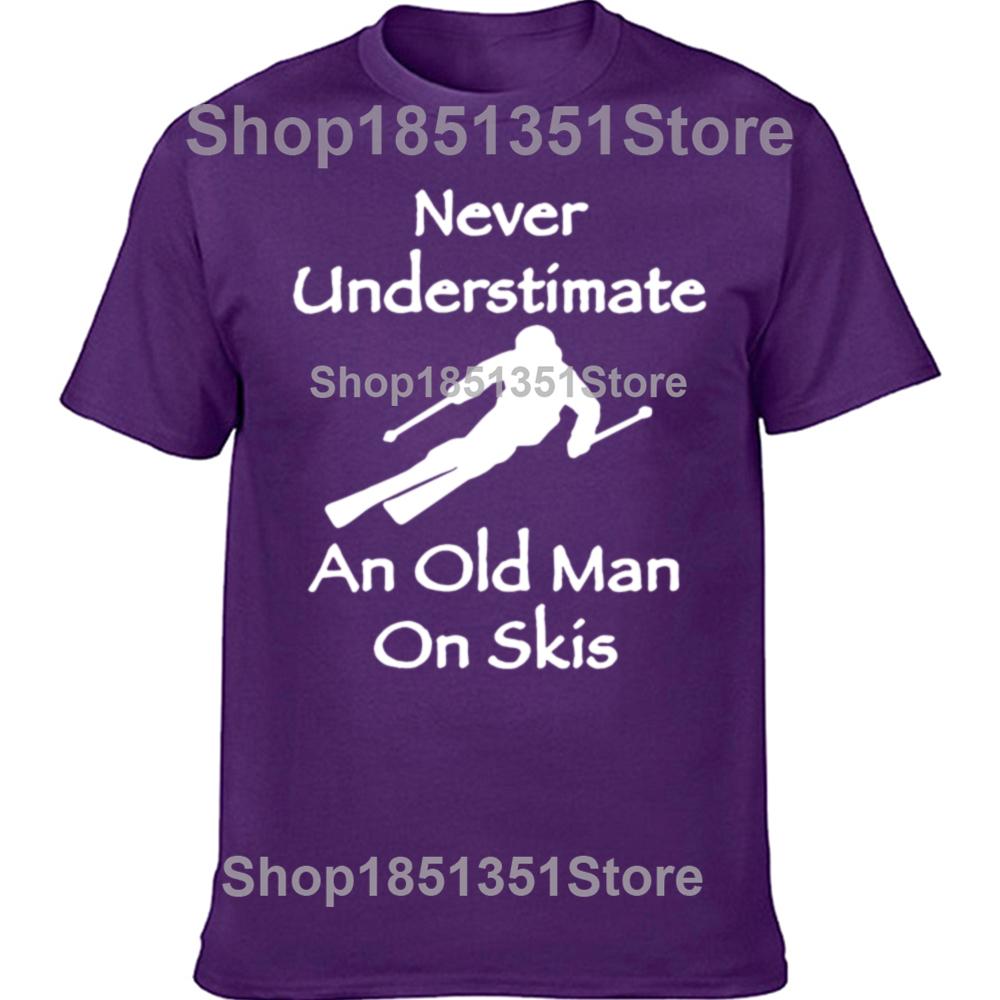 

Never Underestimate An Old Man on Skis T Shirt Men Adventure SKI Casual Tshirt Gift for Snowboarder Love Snowboarding Tee 4XL