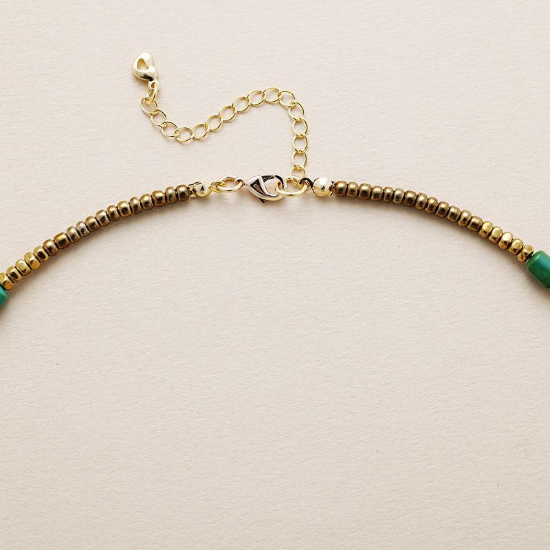 Luxury High Quality European and American Natural Turquoise Fashion Vintage Bohemian Water Drop Pendant Rice Bead Necklace, Jewelry