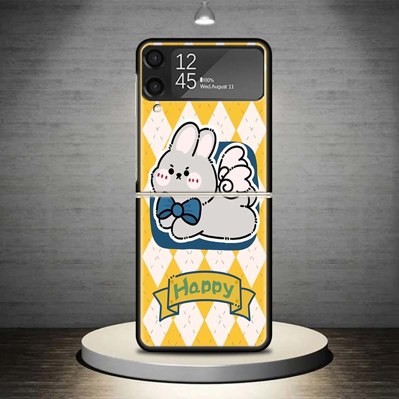 Cartoon Cute Little Rabbit Phone Case For Samsung Galaxy Z Flip 7 6 5 4 3 5G Cover ZFlip7 ZFlip6 ZFlip4 ZFlip5 ZFlip3 Coque Fund