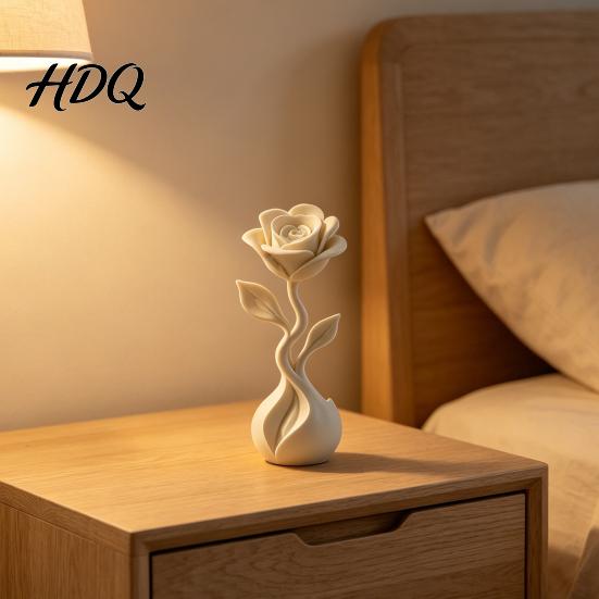 Fake Flower Ornaments 3D Printed Artificial Ornaments Matte White Rose Figurine
