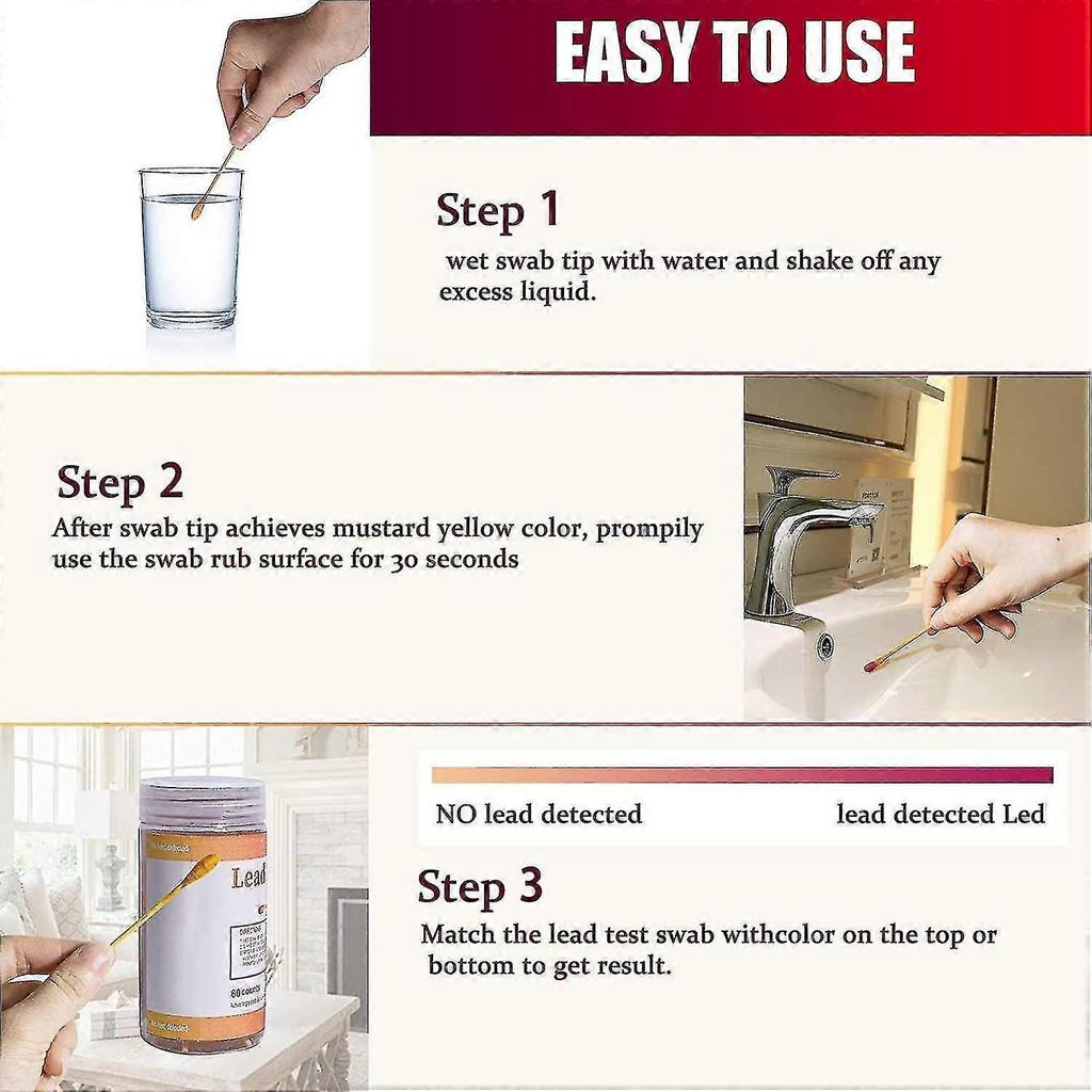 Lead Test Kit With Test Swabs,instant High-sensitive Non-toxic Lead Testing Kit | Non-toxic Home Instant Test Kit For Plaster, Painted Wood, Metal Vin