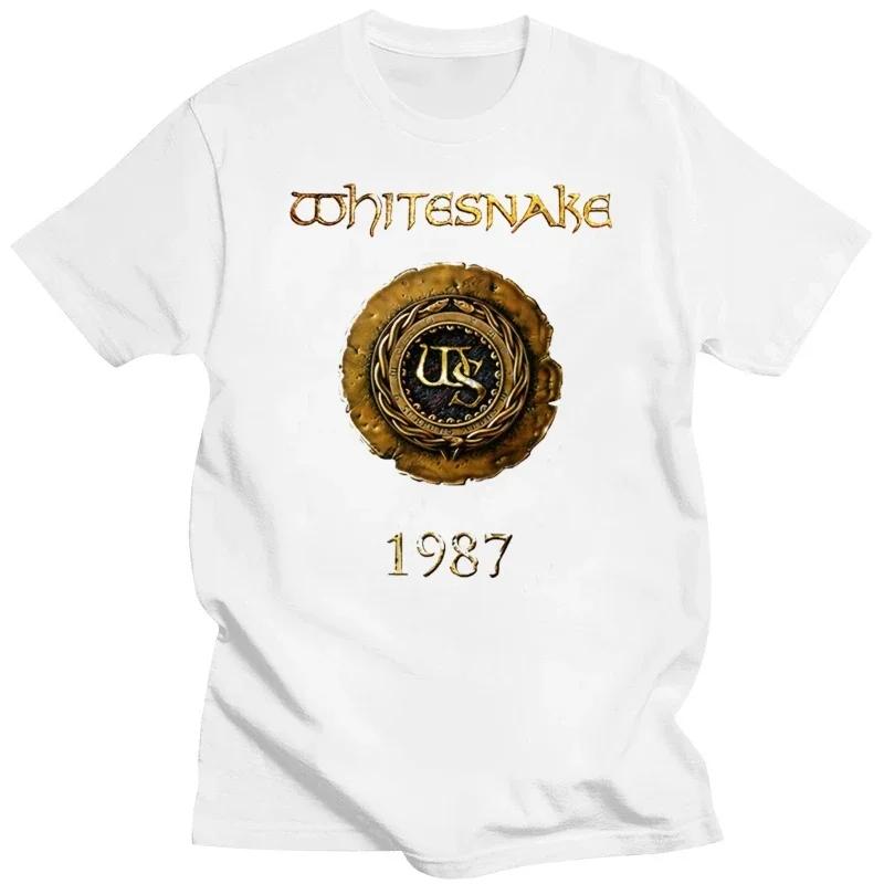 Taglie Comode Streetwear Casual Manica Corta Girocollo Cotone Whitesnake Whitesnake 1987 T-shirt GrafiteKakiNero Tutto