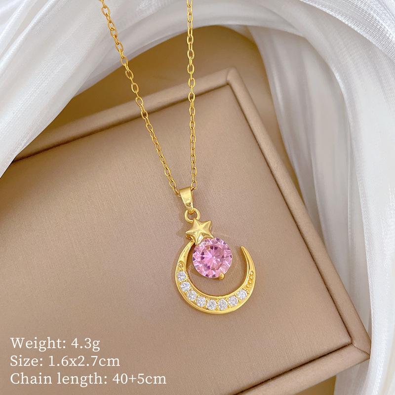 Multi-Element Style Copper Micro-Inlaid Necklace Combination Female Real Gold Electroplated Exquisite Collarbone Chain