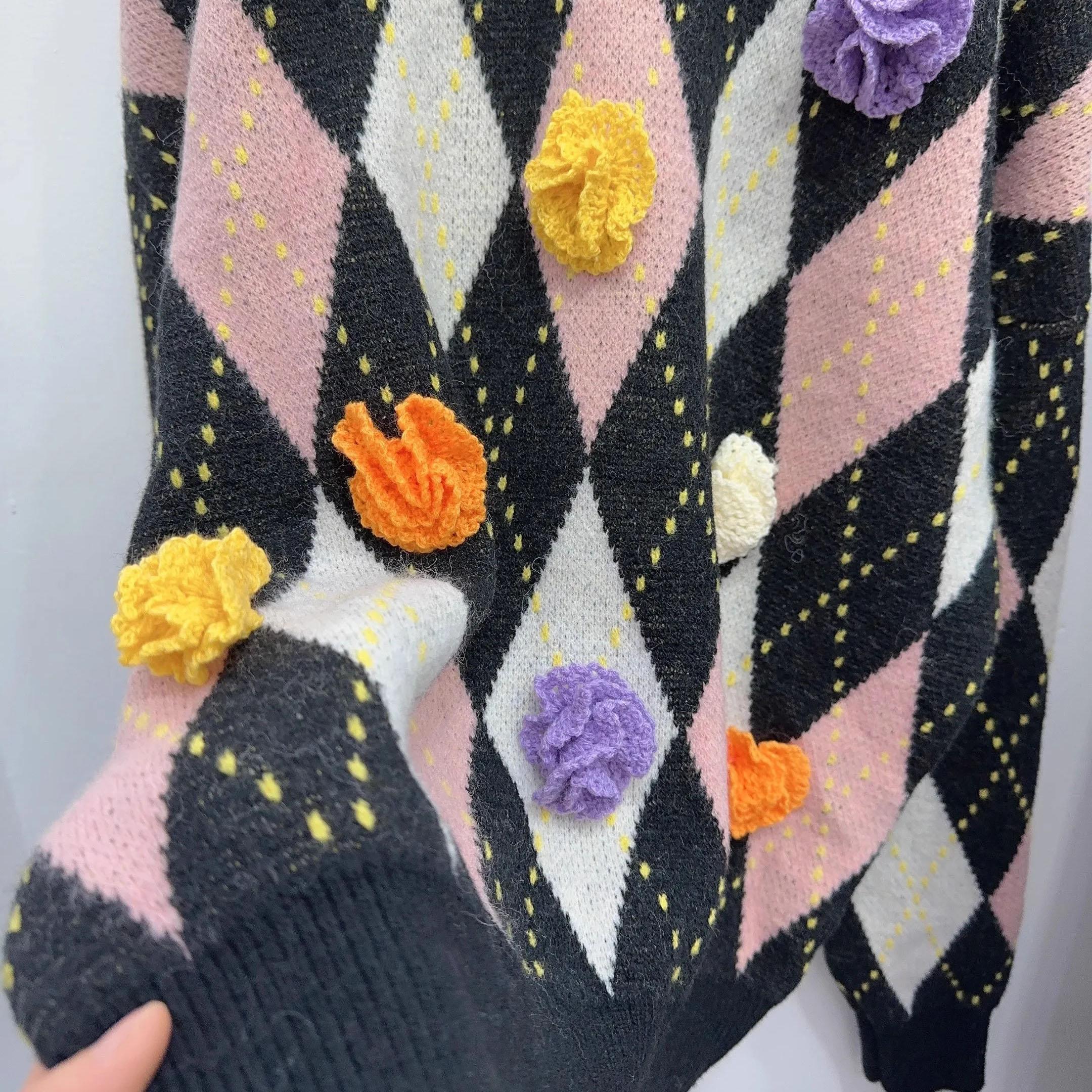 Роскошный брендовый дизайнерский жаккардовый пуловер с круглым вырезом — фото 6