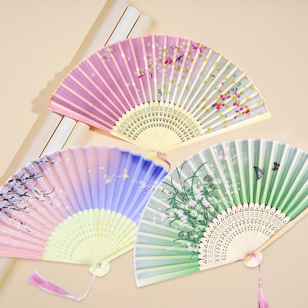 Folding Fan for Women and Men Japanese Traditional Summer Fireworks New Present and Flower [Joyasslly] - Lightweight, Handheld, Bamboo, Style,