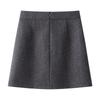 Women's Gray Wool Midi Skirt - High Waist, Slimming A-Line