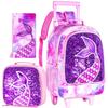 Mochila con Ruedas para Niñas de 3 Piezas, Mochila Escolar con Ruedas para Niños, Bolsa Escolar con Ruedas y Bolsa para el Almuerzo