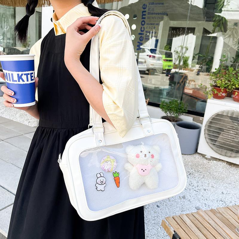 Japanese jk uniform bag cute casual transparent soft girl girl student shoulder pain bag baby bag portable messenger bag